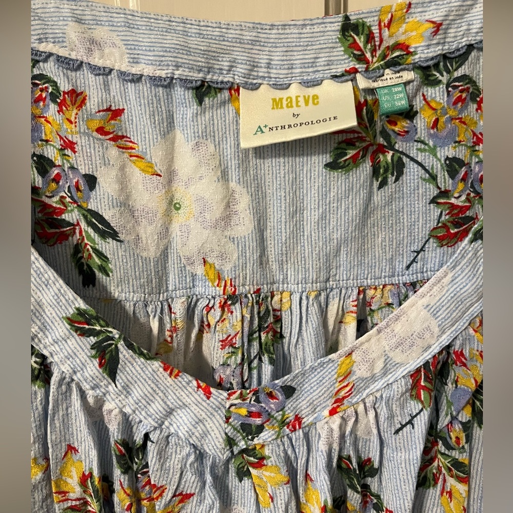 EUC Maeve by Anthropologie floral v-neck blouse, size 22W - Picture 3 of 6